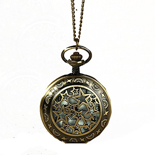buytra New Bronze Steampunk Quartz Necklace Pendant Chain Clock Pocket Watch