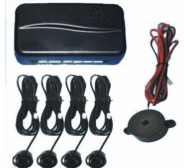 BV & Jo Black Rear Car Parking Reversing with 4 Sensor Buzzer Mini box Kit