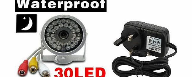 BW 30 LED Weatheproof Night Vision Home Office Wired Colour CCTV IR Security Camera with UK power adaptor