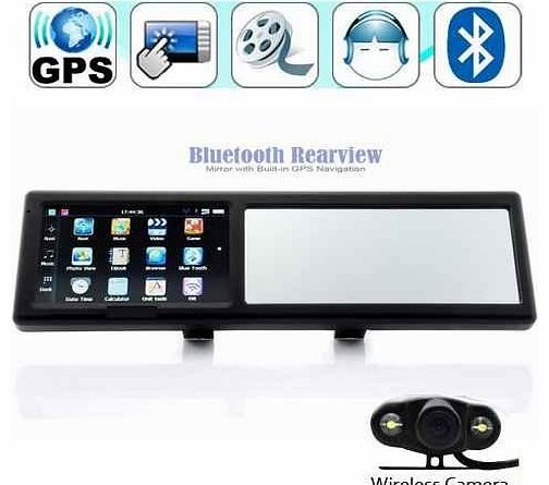 BW 4.3 Inch Bluetooth Rearview Mirror GPS Navigator with Wireless rearview camera GPS43MC whole Europe map