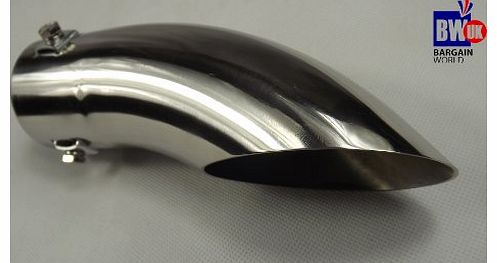 UNIVERSAL CHROME STAINLESS STEEL EXHAUST TAIL PIPE TRIM MUFFLER CURVED UPTO 60MM -EX4
