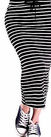 BXT-Apparels BXT Horizontal Striped Stretchy Jersey Maxi Dress Skirt for Girls Ladies Body Hugging Long Skirt Size 8-12