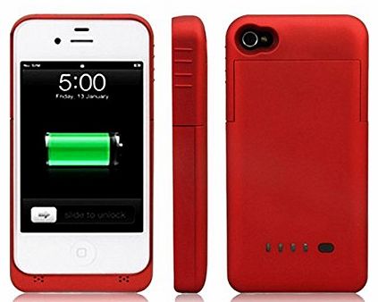 BXT Portable 2000mAh External Power Pack Back up Battery Charger Case For iPhone 4 4s (Red)