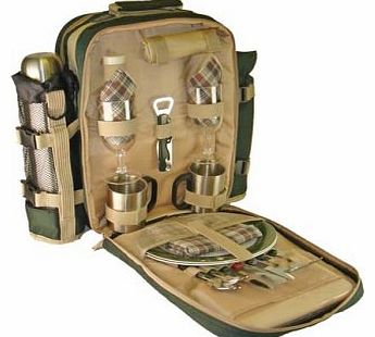 by Greenfield Collection (I-Fulfilment) Greenfield Collection Super Deluxe Two Person Picnic Backpack Hamper - Forest Green
