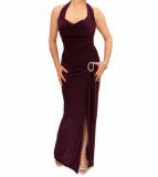 By My1stWish Blue Banana Purple Cowl Neck Long Evening Dress Size 10