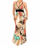 By My1stWish Blue Banana Tropical Patterned Long Maxi Dress Size 14