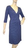 By My1stWish Curvy Blue Printed 3/4 Sleeve Jersey Dress - Size 12