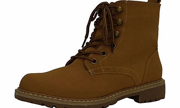 ByPublicDemand New Womens Ladies Flat Desert Lace Up Ankle Thick Sole Military Boots Shoes Size Black Size 3 UK