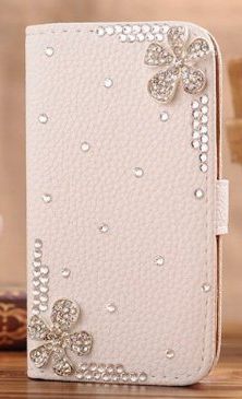 Apple iPod Touch 5 5th Jewelry Bling Diamond Gem Leather Smart Case Cover With Magnetic Flip Horizontals & Card Holder - a pair of Flower