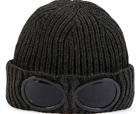 C.P Company Ribbed Khaki Goggle Beanie