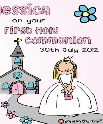 C.P.M. Bang On The Door Personalised Greeting Card - Girls 1st Holy Communion