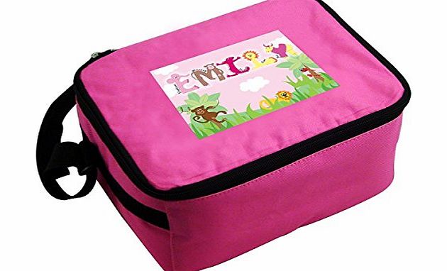 C.P.M. Childrens Personalised Girls Animal Alphabet Lunch Bag for School Dinner Box
