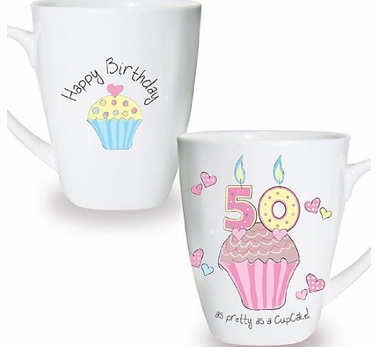 Cupcake Mug Keepsake Novelty Cup Present Gift Coffee Tea 50th Birthday