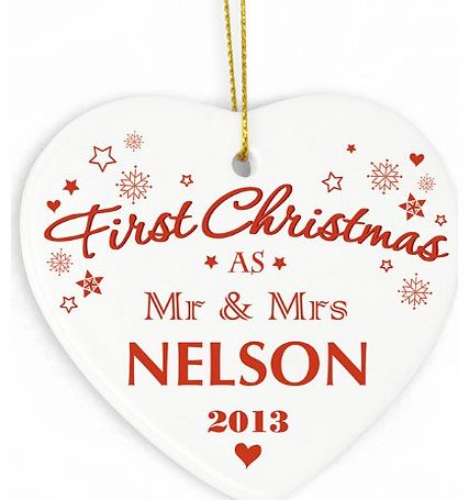 C.P.M. Personalised Ceramic Heart Our First Christmas Tree Decoration