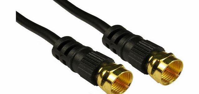 Short Black 0.5m F PLUG Satellite / TV Aerial F Cable / Male to Male / Gold Plated / 50cm / Coaxial Cable