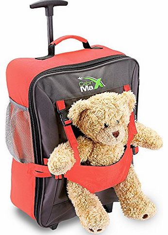 Bear Childrens luggage carry on trolley suitcase (Coral)