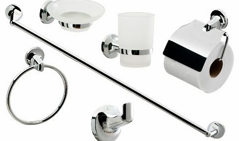  5 Piece Wall Mounted Bathroom Accessory Pack Chrome Finish - Color : Polished Chrome
