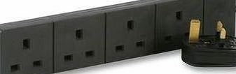 Cable-Core 5 m 4 Gang Power Strip Extension Cord Mains Plug - Black