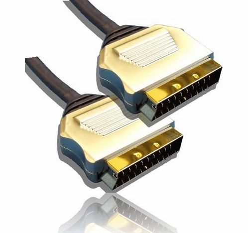 Cable Mountain 1 Metre Metal Plug, Gold Plated, OFC Scart Cable 1M Shielded Lead by Cable Mountain