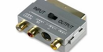 Cable Mountain Gold Switchable Scart to 3 Phono amp; S-Video Adaptor