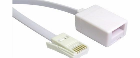 Cables 4 ALL White 3m BT Telephone Extension Cable - Flat Phone Ext Cable