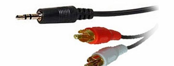 Cablestar 3.5mm Jack to 2 x RCA Phono Audio Cable Gold 1m Lead