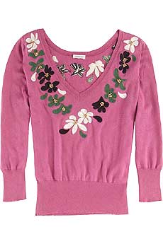 Floral Trim Sweater