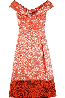 Metallic floral brocade dress