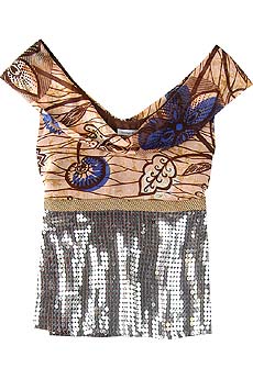 Sequined Mali print top