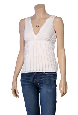White Crepe Striped Top by Cacharel