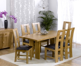cadiz Oak Dining Table 180cm and 6 Girona Dining