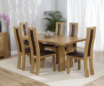 cadiz Oak Dining Table 180cm and 6 Santander