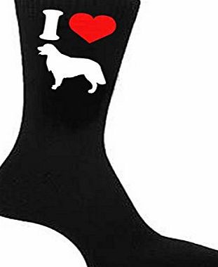 Cadogan I Love Golden Retriever Dogs Black Socks Large Mens UK Size 6-12 Eur 39-46 (X6N187)