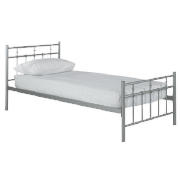 Single Metal Bed Frame, Silver & Airsprung