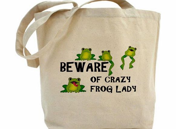 CafePress Beware of Crazy Frog Lady Tote Bag - Standard Multi-color