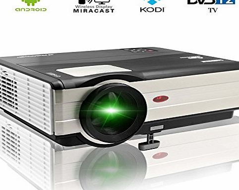 CAIWEI Home Cinema Projector DVB-T Android Wifi 4000 Lumens 1024X768 LCD Projector for iPhone Laptop Xbox PS4 Game Console Party Camping HD Support 1080p