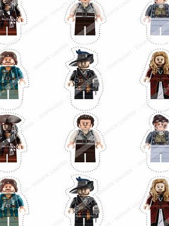 Cakeshop 12 x PRE-CUT Lego Disney Pirates of the Caribbean Stand Up Edible Cake Toppers - Premium Wafer Paper