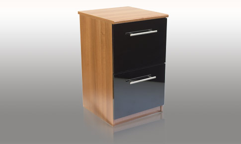 calgary Black Gloss two drawer filing cabinet
