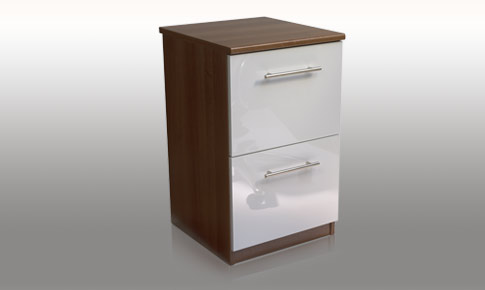 calgary White Gloss two drawer filing cabinet