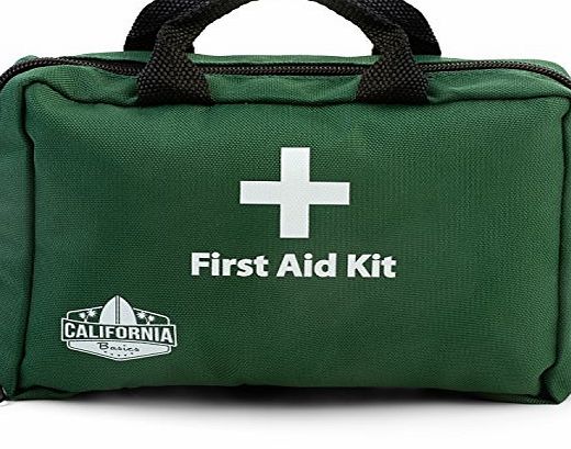 California Basics 115 Piece Professional First Aid Kit, Includes Eye Wash, Cold Pack, Emergency Blanket for Home, Office, Vehicle, Workplace, amp; Travel, Green