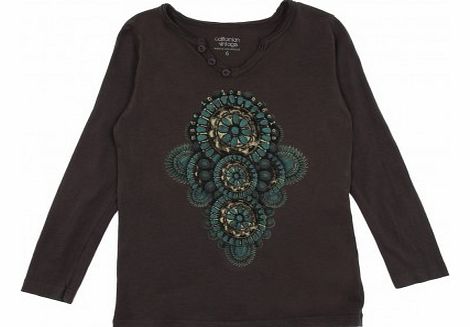 Californian Vintage Blue Stones Grandad T-Shirt Charcoal grey `4 years