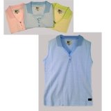 Confidence Ladies Classic Stripe Golf Shirt - Powder Blue with white - L