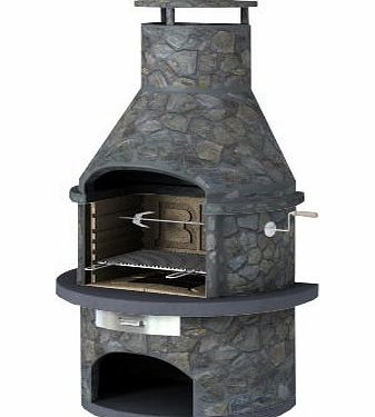 Callow Retail Rondo Slate Masonry BBQ with Rotisserie - Oval Shape BBQ - Fire Tray, Grill - Black Barbecue - Garden Barbecue - Charcoal bbq