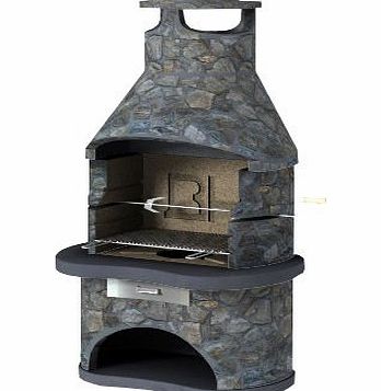 Callow Retail Tampere Masonry BBQ with Dark Slate - Large Capacity Cooking Barbecue - Grey Barbecue - Garden Barbecue - Charcoal bbq