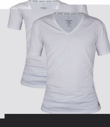 - White 2 Pack V-Neck T-Shirts - Mens - Size: M