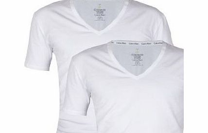 Calvin Klein - White 2 Pack V-Neck T-Shirts - Mens - Size: XL
