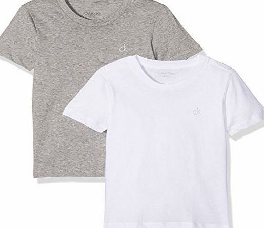 Calvin Klein 2-Pack CK Logo Crew-Neck Boys T-Shirts, Grey/White Age 12-14