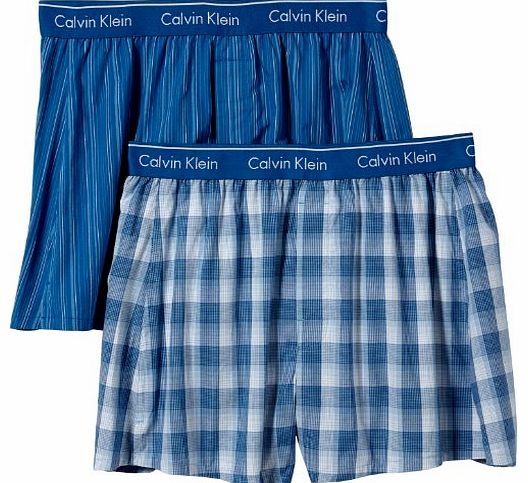Calvin Klein 2-Pack Matrix Traditional Fit Boxer Shorts, Blue Size: Me
