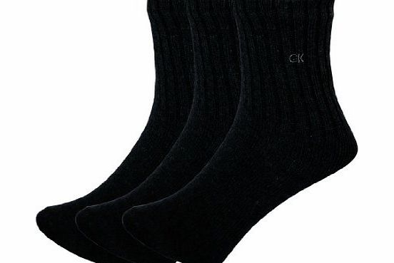 Calvin Klein 3 PACK: men Calwine Klein Thermal Crew Socks Winter - Black (Size: UK:6.5-11.5 Eu:39-46 US:7-12)