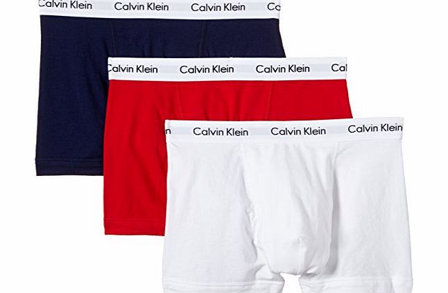 Calvin Klein 3 Pack Trunk, size:L; color:White/Red/Navy
